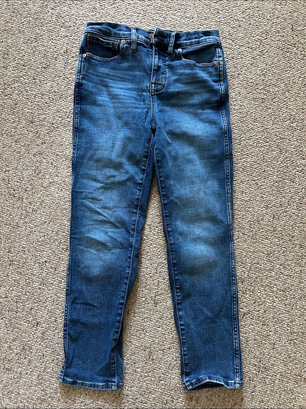 Madewell Wonen's Stovepipe Jeans in Dark Blue Wash